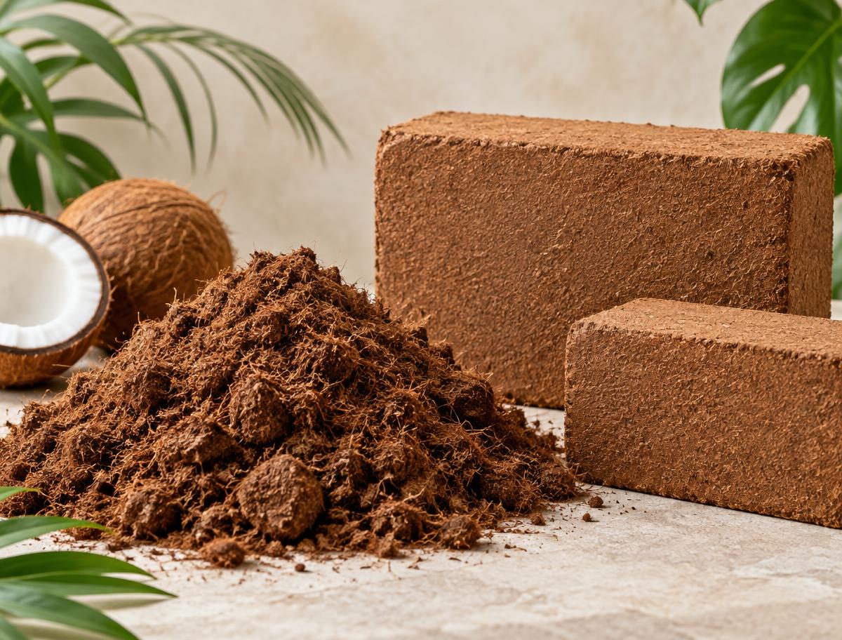 Cocopeat planting media and compressed coconut coir blocks